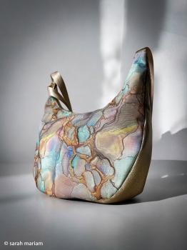 Preview: Outdoorstoff Flowing Bloom Marbels in erd/gold Töne by Swafing von Sarah Mariam